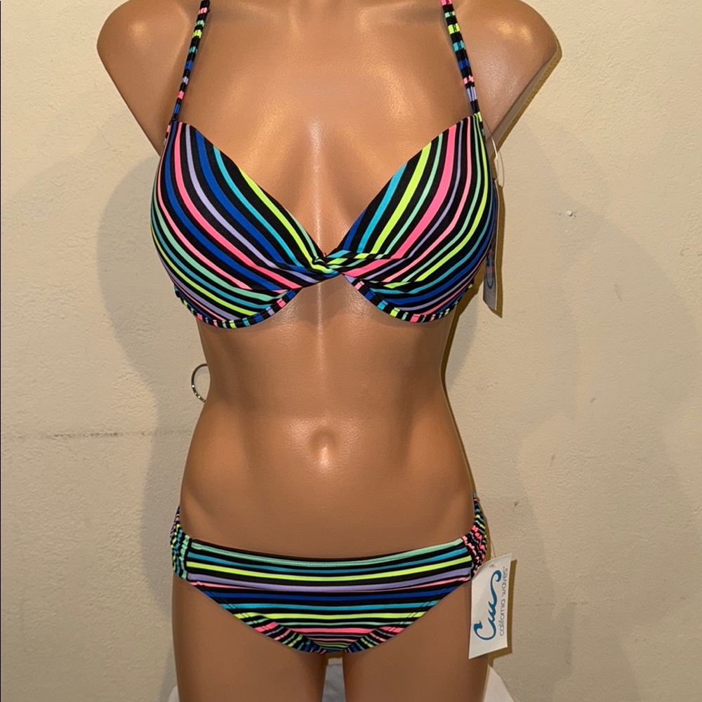 NWT California Waves bikini set push up bra size XS